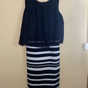 Black striped dress with open back